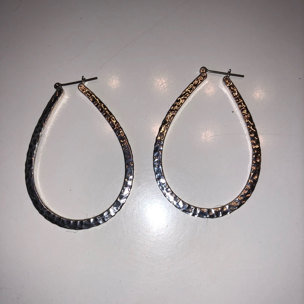Silver Tear Drop Hoop Earrings